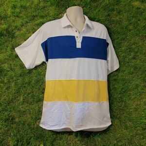 Vintage Greenline International Mens Polo XL Striped Colorblock Golf Preppy T08